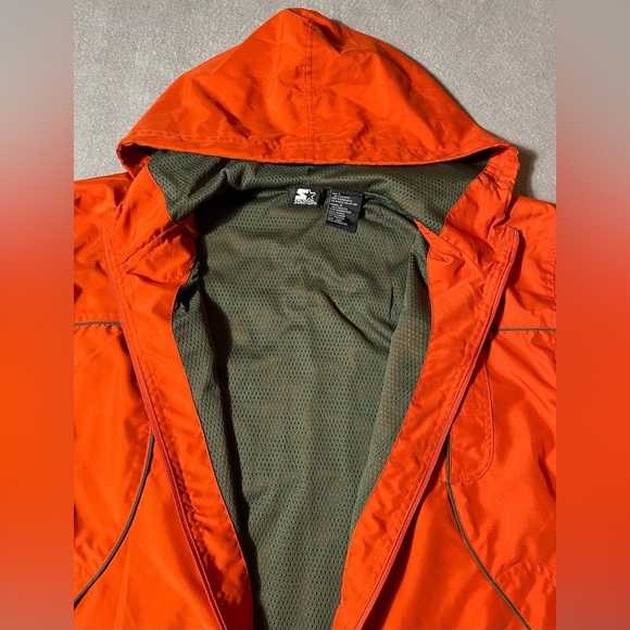Starter Jacket Men’s Full Zip Hooded Orange Size Large Windbreaker - Picture 3 of 7